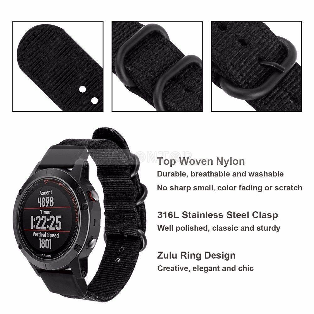 Quick Release Nylon Loop Watch Band Strap for Garmin Fenix 5 5X 5S Plus Instinct