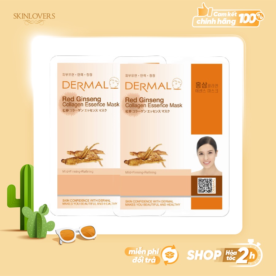 Set 2 Mặt nạ dưỡng da tinh chất hồng sâm Dermal