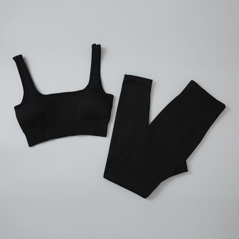 Bộ yoga liền mạch bộ trang phục tập luyện cho phụ nữ thể thao áo ngực cao quần short yoga thiết lập tập thể dục thể dục quần áo thể thao phù hợp Color: Bra Shorts Black Size: S
