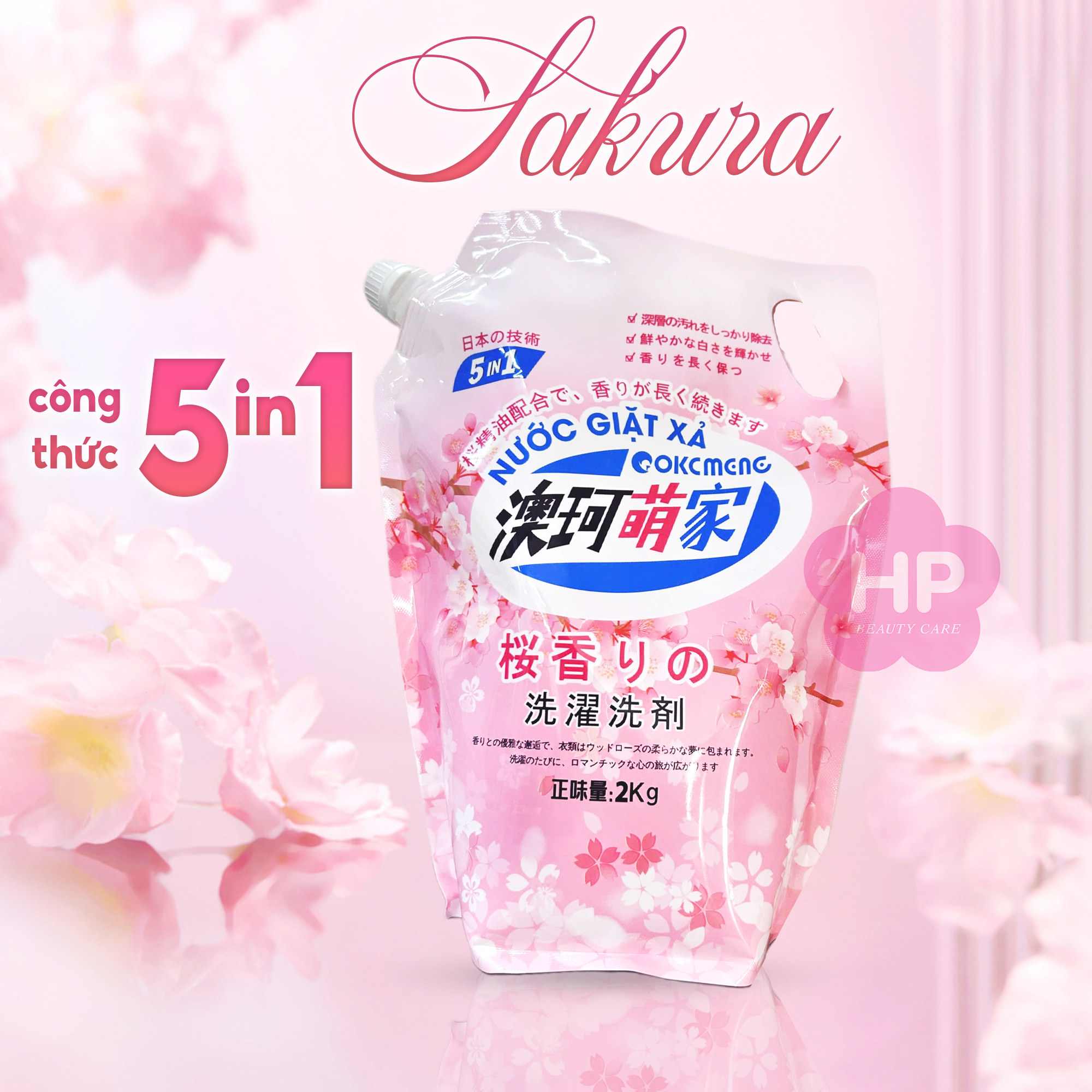 Nước Giặt Xả Vải Okcmeng Hương Hoa Anh Đào 2kg