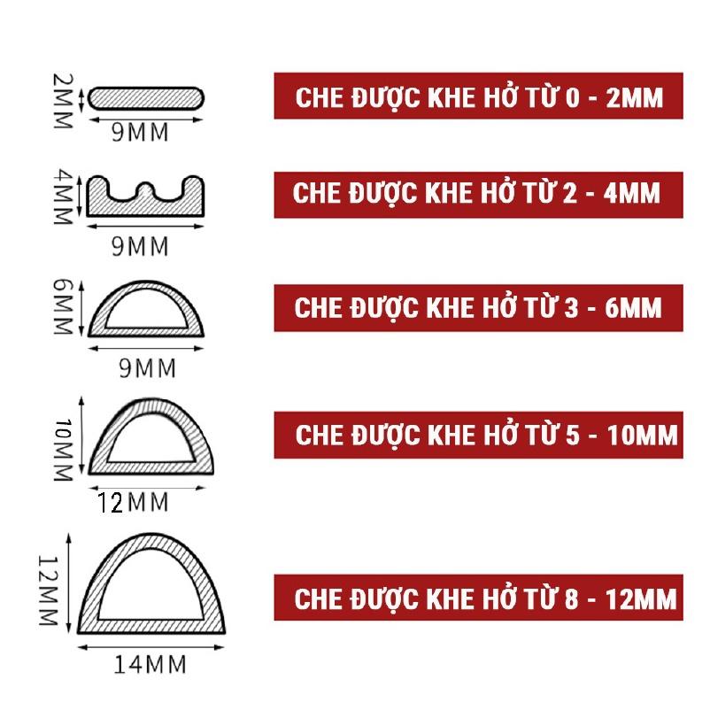 Ron dán khung cửa loại chữ D E I - Nẹp chắn khe hở cửa đi cửa ra vào chống va đập, chống ồn