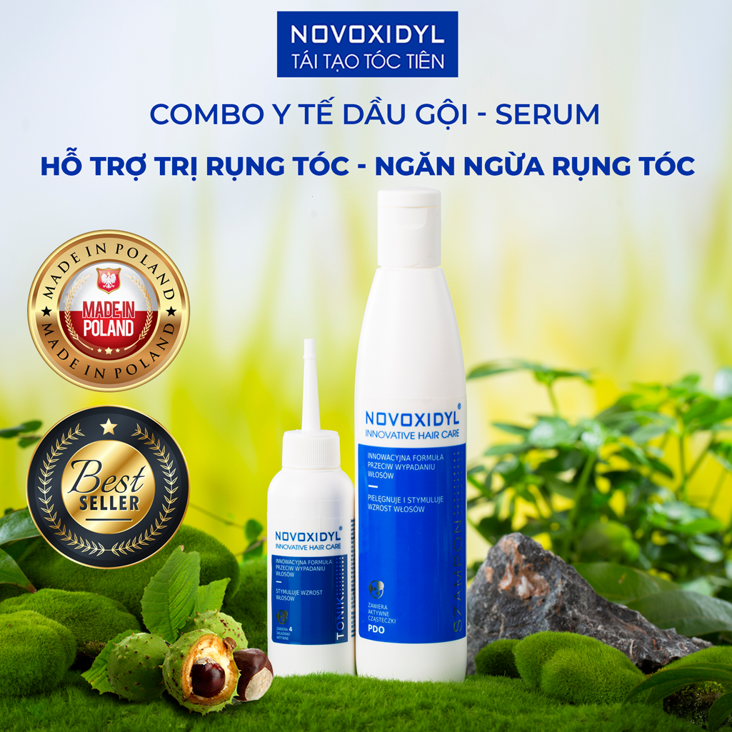 Combo Dầu gội 200ml + Serum Y Tế 75ml Novoxidyl chống rụng tóc, thúc đẩy mọc tóc nhanh