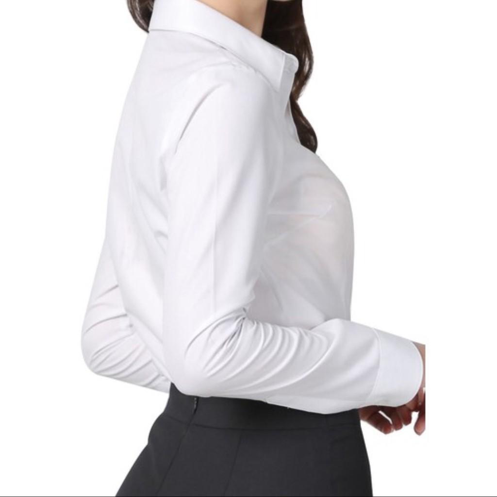 Sơ mi nữ cơ bản dài tay cổ bẻ vải mịn đẹp đủ size S32