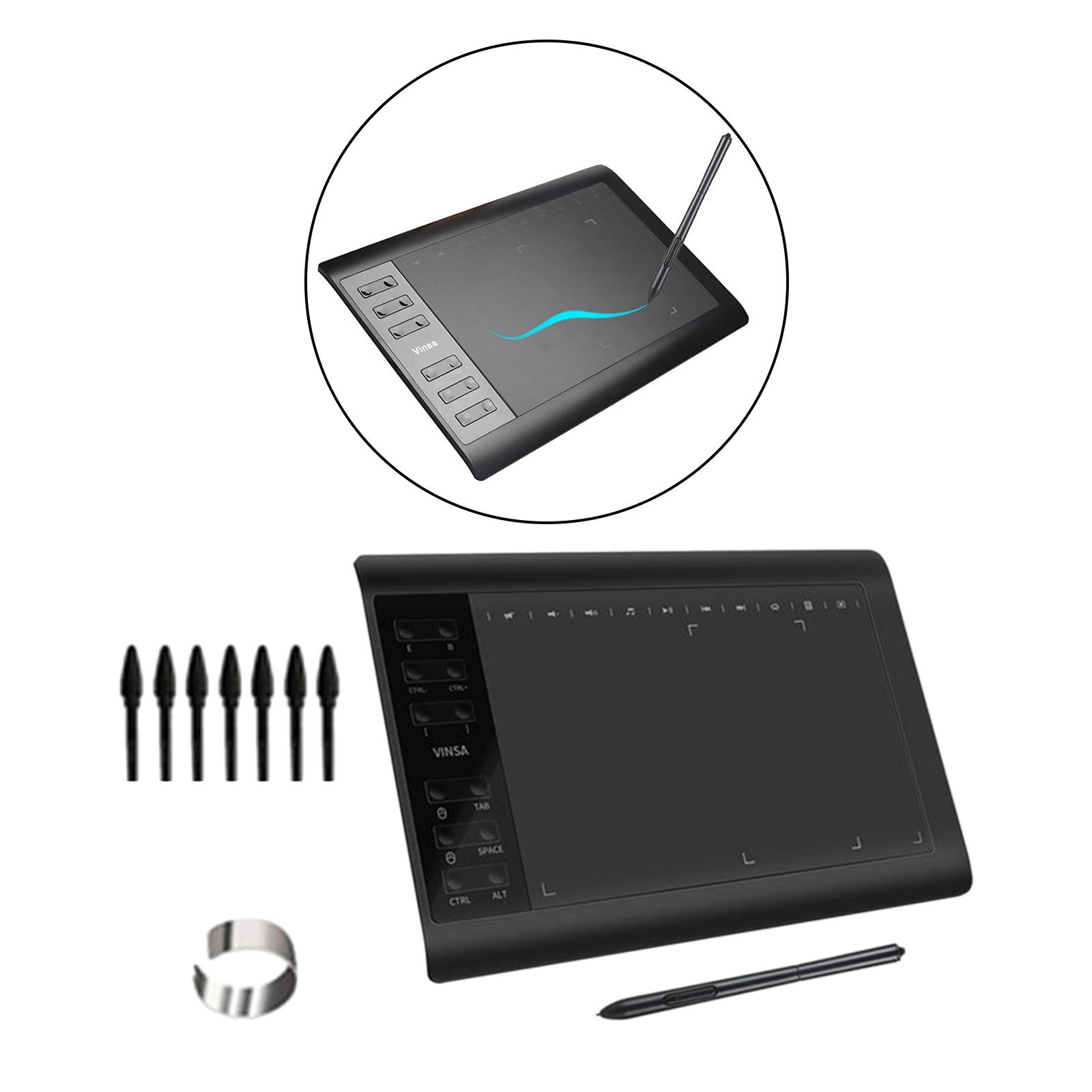 10 x 6 Inch Graphic Drawing Tablet, Graphic Tablet with Battery-free Pen, Drawing Pad Compatible with Mac, for Windows, Home-Office