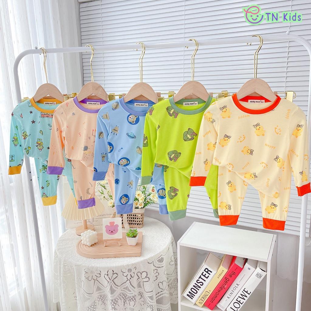 Bộ Dài Tay Thun Lạnh In Toàn Thân Viền Màu Mềm Mịn Thoáng Mát Hàng Chuẩn Loại 1 cho bé trai bé gái