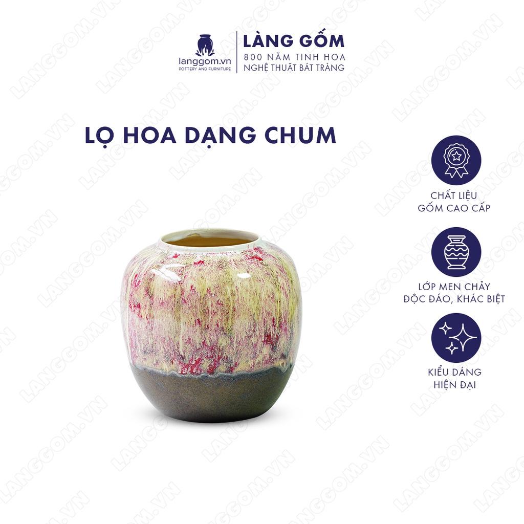 Bình hoa, lọ hoa Gốm sứ Bát Tràng cao cấp Men chảy dạng chum dùng làm quà tặng, trang trí - Làng Gốm Bát Tràng