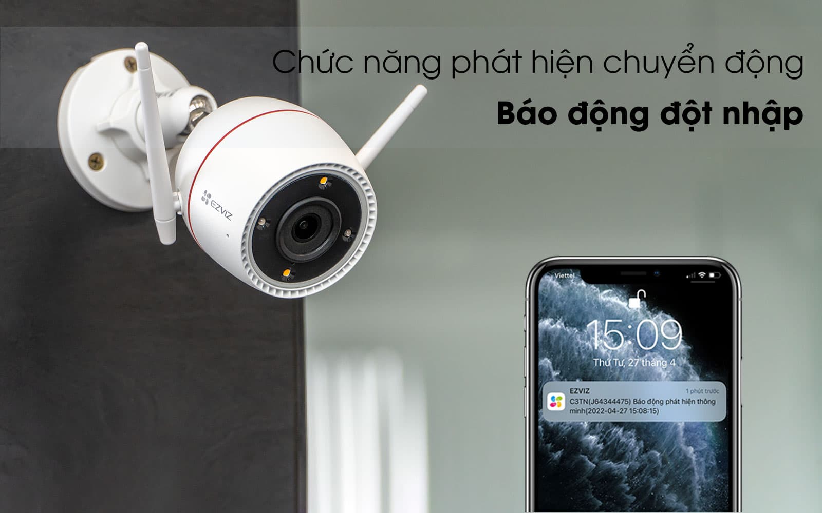 Camera Wifi Ngoài Trời Ezviz C3TN 3M 2K Siêu Nét Có Màu Ban Đêm - Hàng chính hãng