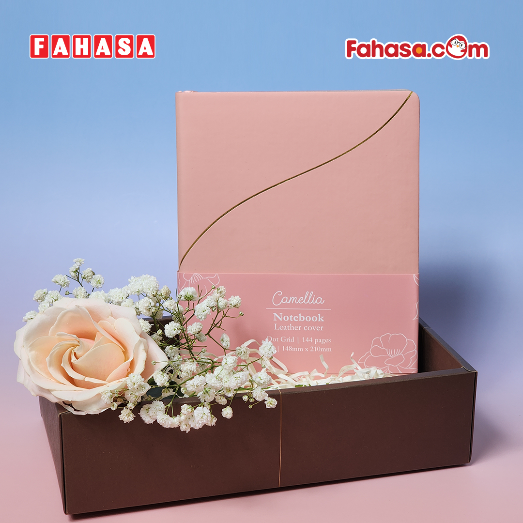 Sổ Da Bìa Cứng Camellia A6 - Kẻ Ngang - 120 Trang 100gsm - The Sun - Pretty Pink