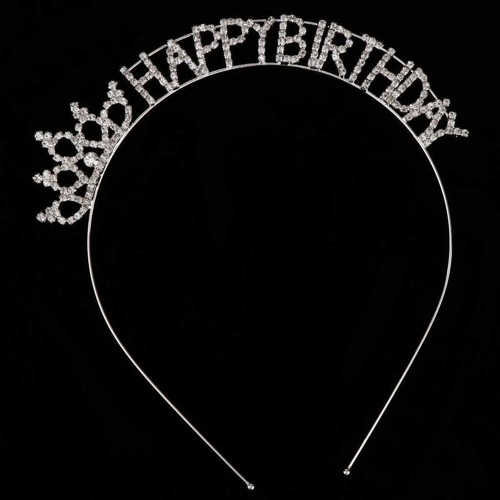 Happy Birthday Tiara Crystal Rhinestone Crown Hair Jewelry Accessories