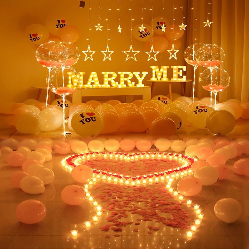 Bộ bong bóng trang trí cầu hôn proposal set balloon hpni04