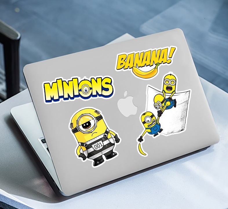 Bộ sticker MINIONS chống thấm nước trang trí mũ bảo hiểm, đàn, guitar, ukulele, điện thoại laptop