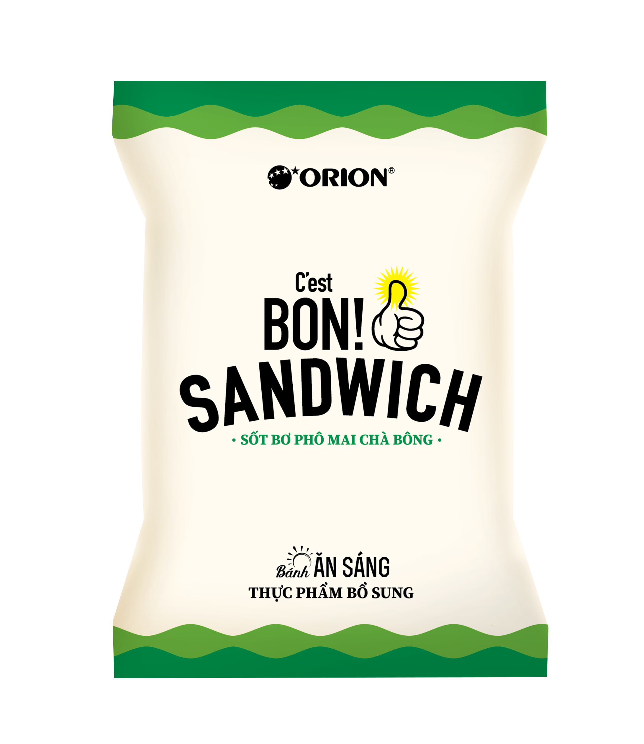 Túi 6 gói bánh ăn sáng C'est Bon Sandwich Sốt Bơ Phô Mai Chà Bông Orion