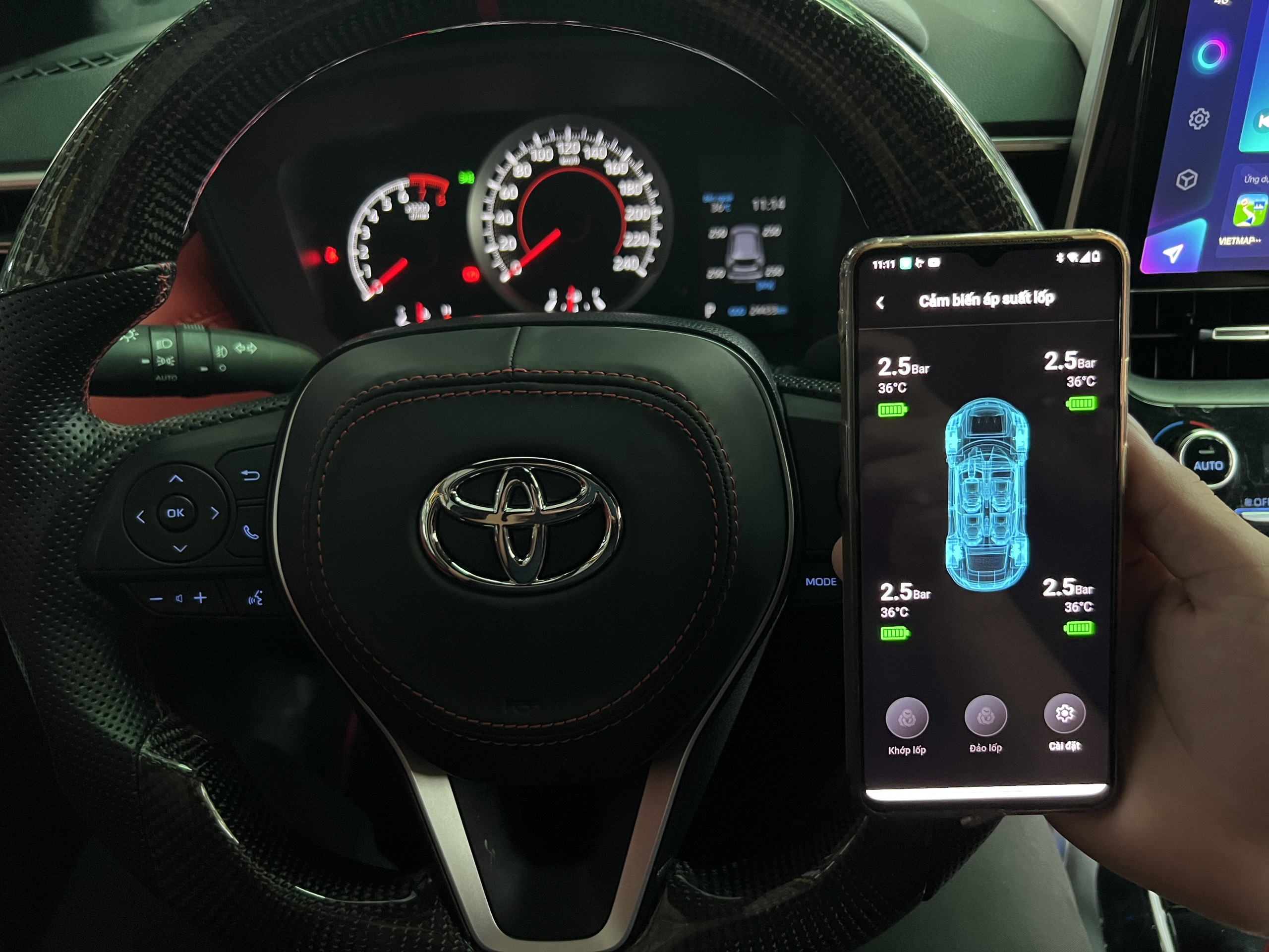 Kích Hoạt Cảm Biến Áp Suất Lốp Ô Tô Icar I3C dành cho Toyota Cross, Toyota Altis 2022+ Tích Hợp Lên Màn Hình ODO