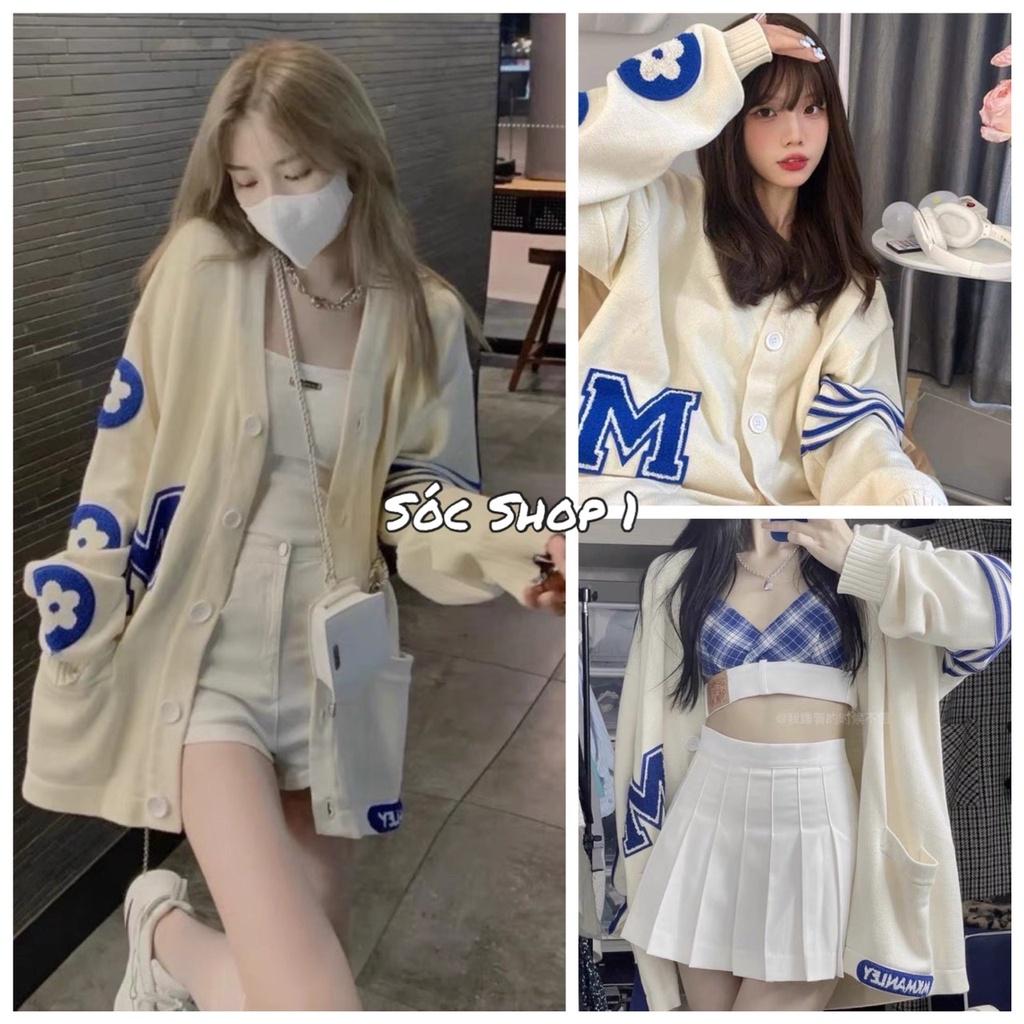 Áo Khoác Cardigan M Tay Hoa Màu Be Ulzzang Hàn Quốc