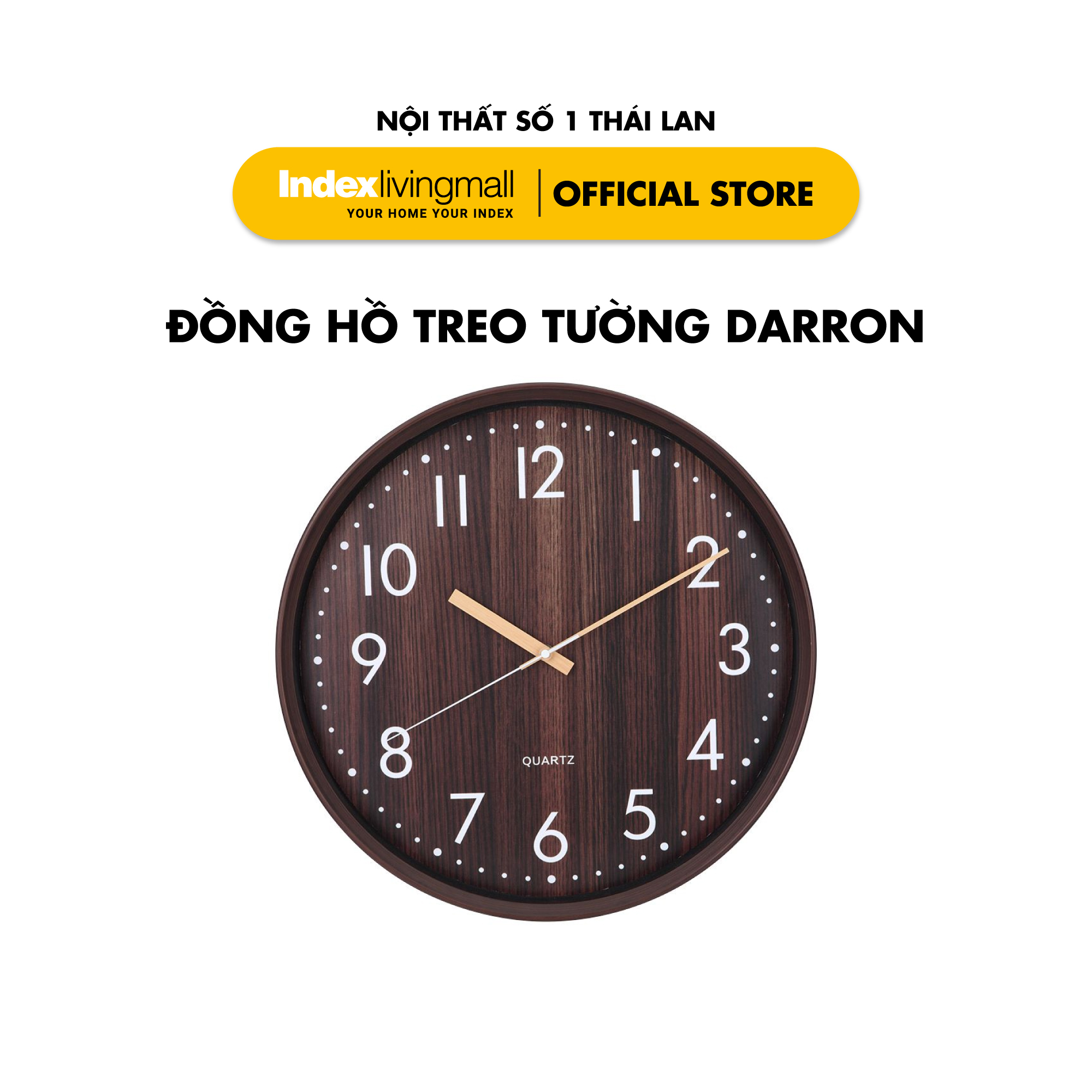 Đồng hồ treo tường trang trí nghệ thuật DARRON kích thước 44,8 x 5 x 44,8 cm (17.5 inch) | Index Living Mall | Nhập khẩu Thái Lan