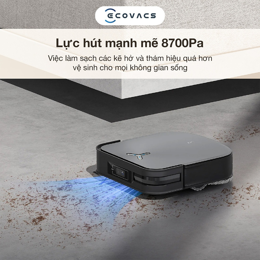 Robot hút bụi lau nhà kèm máy hút bụi cầm tay Ecovacs X2 Combo - Lực hút 8700Pa, Giặt giẻ nước nóng - HÀNG CHÍNH HÃNG