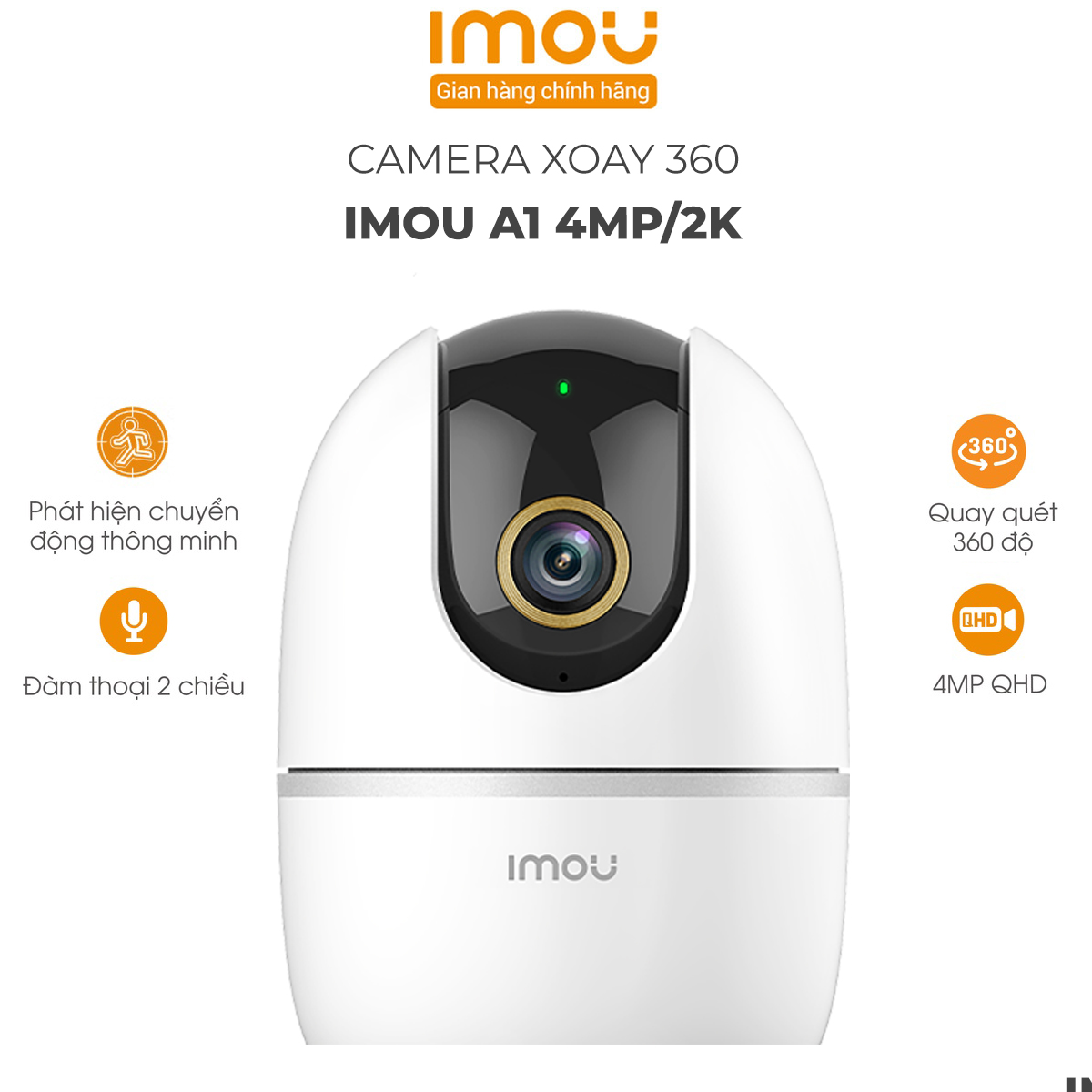 Camera IMOU A1, Camera Xoay 360, AI Phát hiện người, màng trập riêng tư 2MP - Hàng Chính Hãng