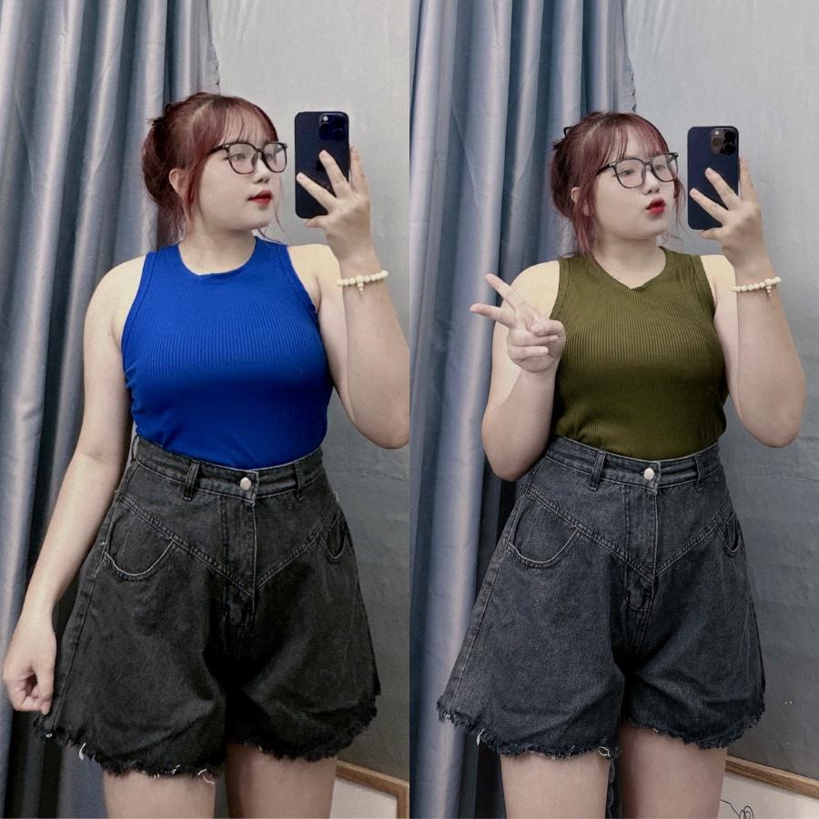Áo croptop bigsize ba lỗ trơn không khoét nách sâu không lộ vòng một với nhiều màu để lựa chọn BIGSIZE CÔ NHỎ- G8 - Vàng chanh