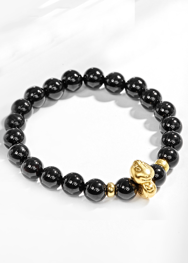 Vòng Tay Đá Thiên Thạch Charm Tuổi Tỵ Bạc Mạ Vàng 24K Ngọc Quý Gemstones