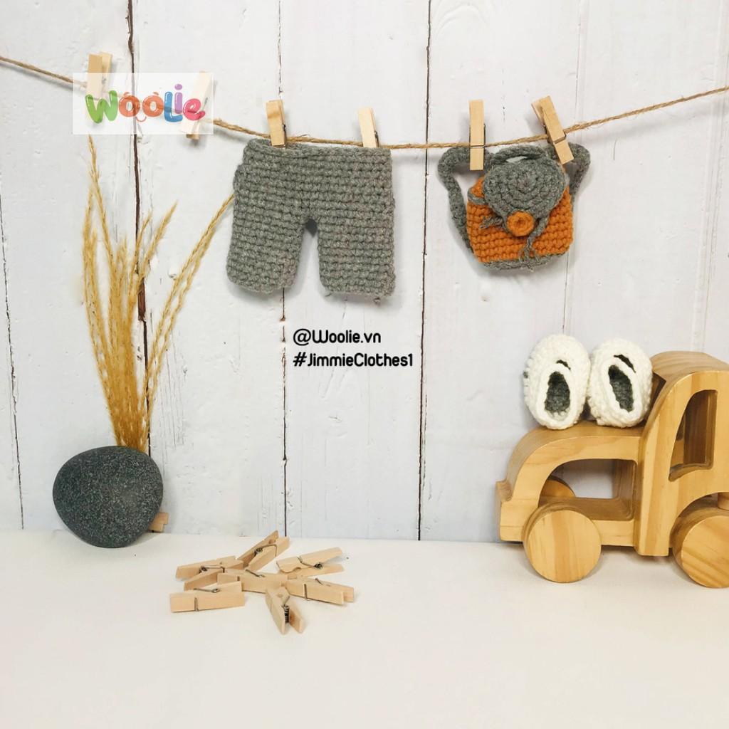 Bộ Búp bê len và Phụ kiện handmade bé nam mặc đồng phục đi học