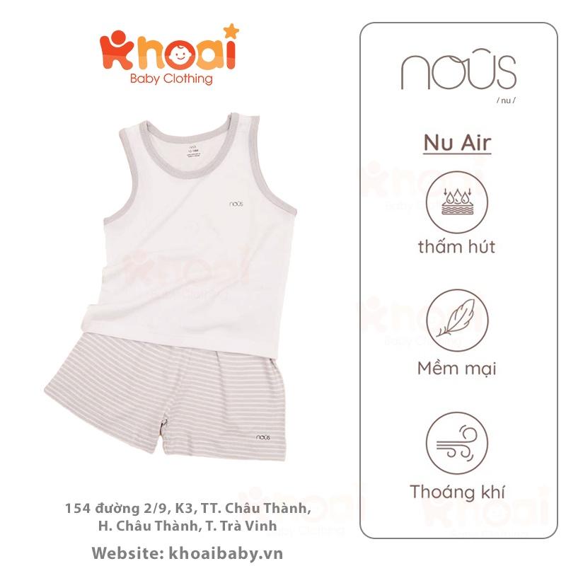 Bộ ba lỗ Nous trắng dệt hình bọ rùa - Chất liệu Nu Air 95% cotton thiên nhiên