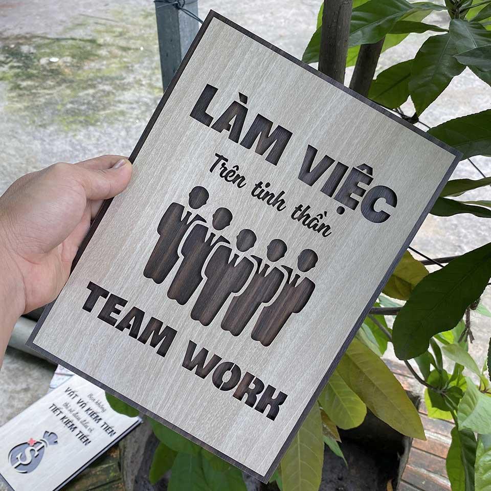 Tranh tạo động lực bằng gỗ - Làm việc trên tinh thần Team Work.