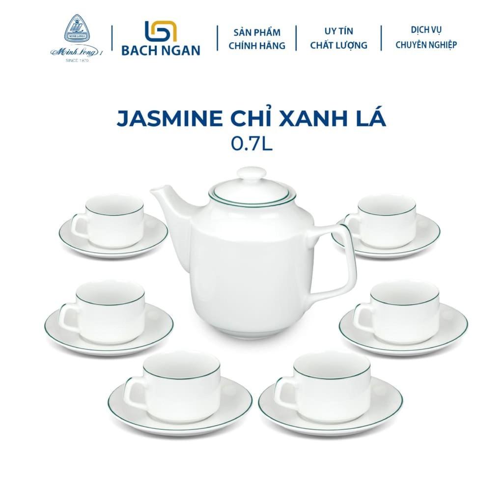 Bộ Ấm Trà 0.7 L  Jasmine Chỉ Xanh Lá - Gốm sứ cao cấp Minh Long I