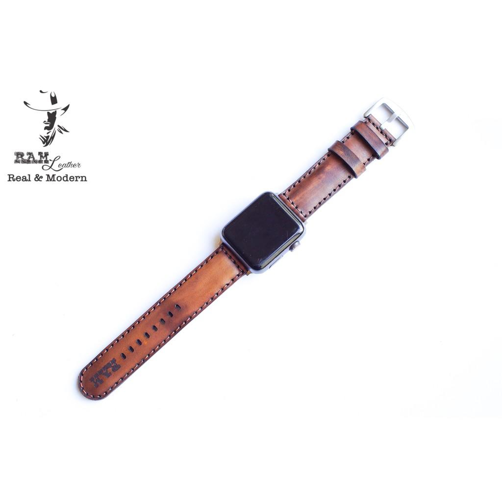 Dây đồng hồ da bò vegtan thảo mộc Ý nhuộm thủ công - RAM Leather Bauhaus 1970 socola