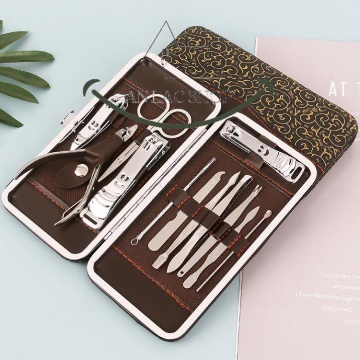 Dụng cụ kềm cắt móng 12 món đa năng inox tiện dụng có túi đựng sang trọng xinh xắn dễ dàng mang the0