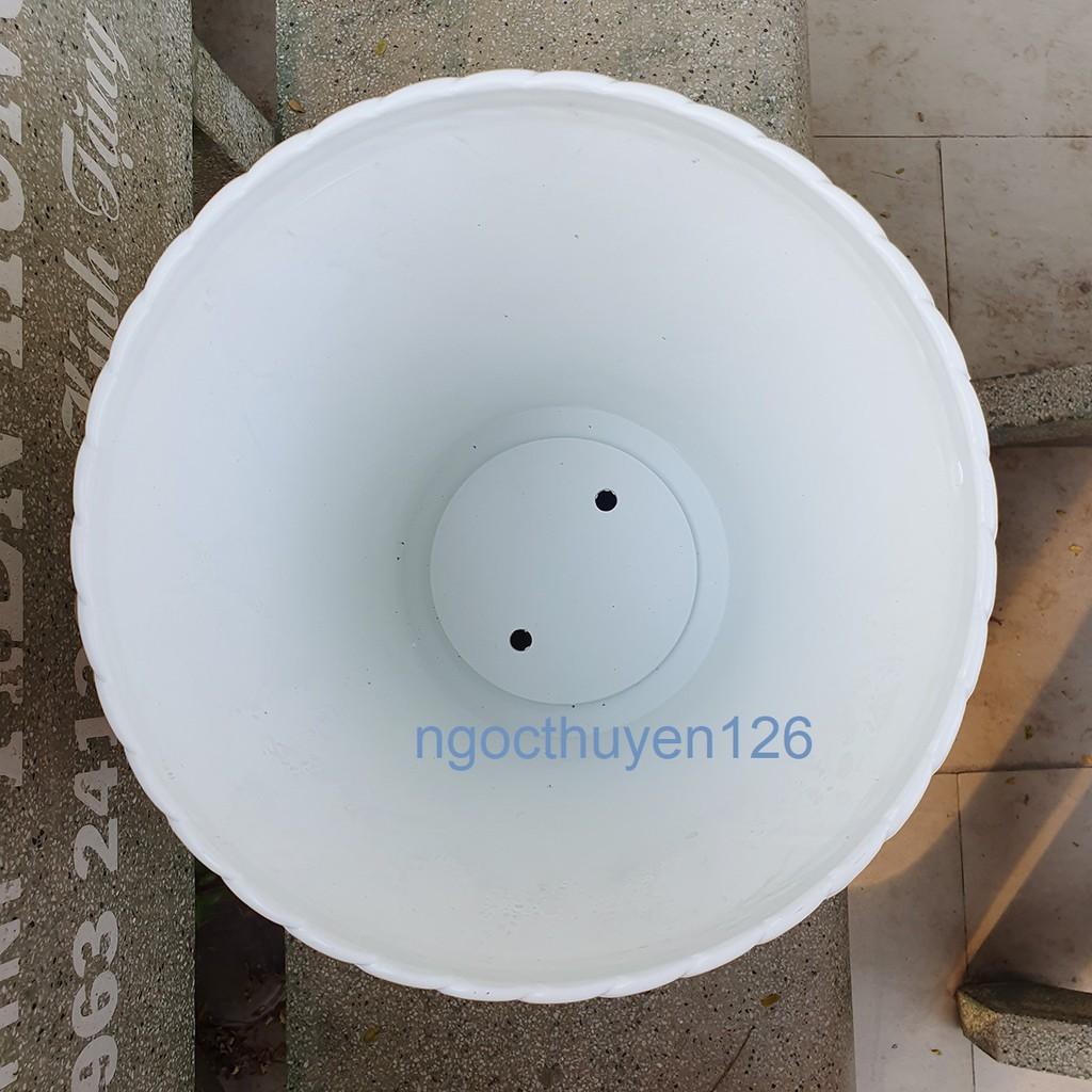 Bộ 02 chậu caro trồng hoa kiểng màu trắng nhựa dày đẹp size trung 27x27x18cm-Đồ Gia Dụng Tại HCM