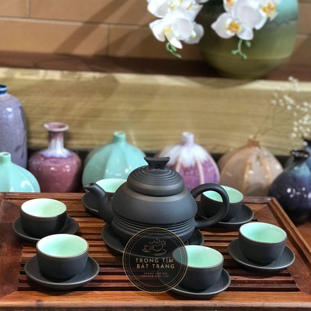 Bộ Ấm Chén Trà Đạo Gốm Tử Sa Bát Tràng Dáng Song Quyên Dung Tích 380ml AVMT 37