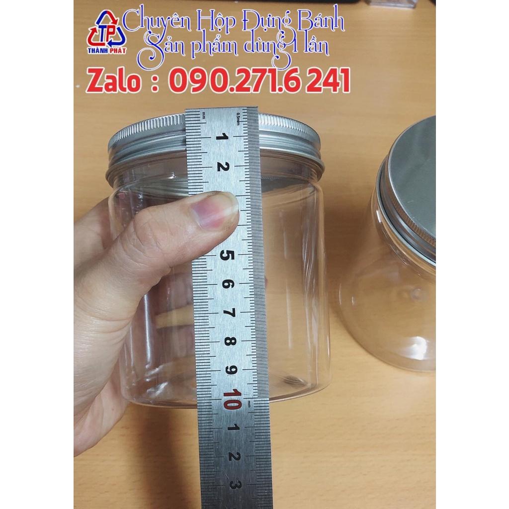 10 Hủ nhựa nắp nhôm bạc 600ml đựng bánh qui, quà tết,mứt, hạt dưa, hạt điều