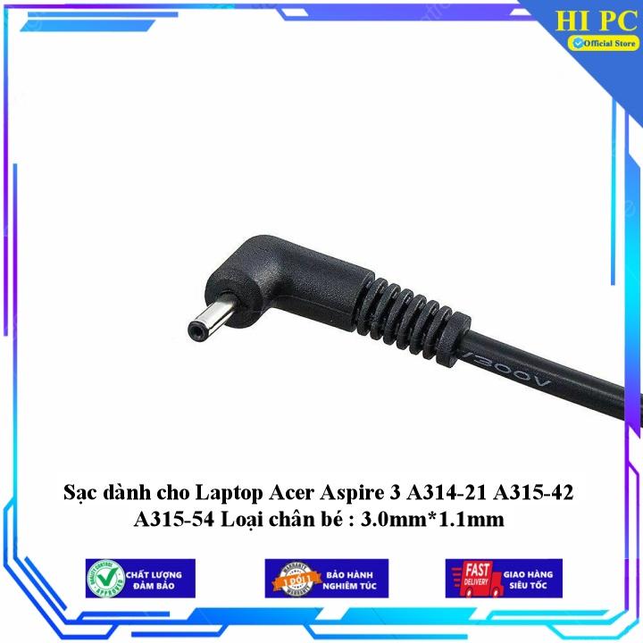 Sạc dành cho Laptop Acer Aspire 3 A314-21 A315-42 A315-54 Loại chân bé : 3.0mm*1.1mm - Kèm Dây nguồn - Hàng Nhập Khẩu