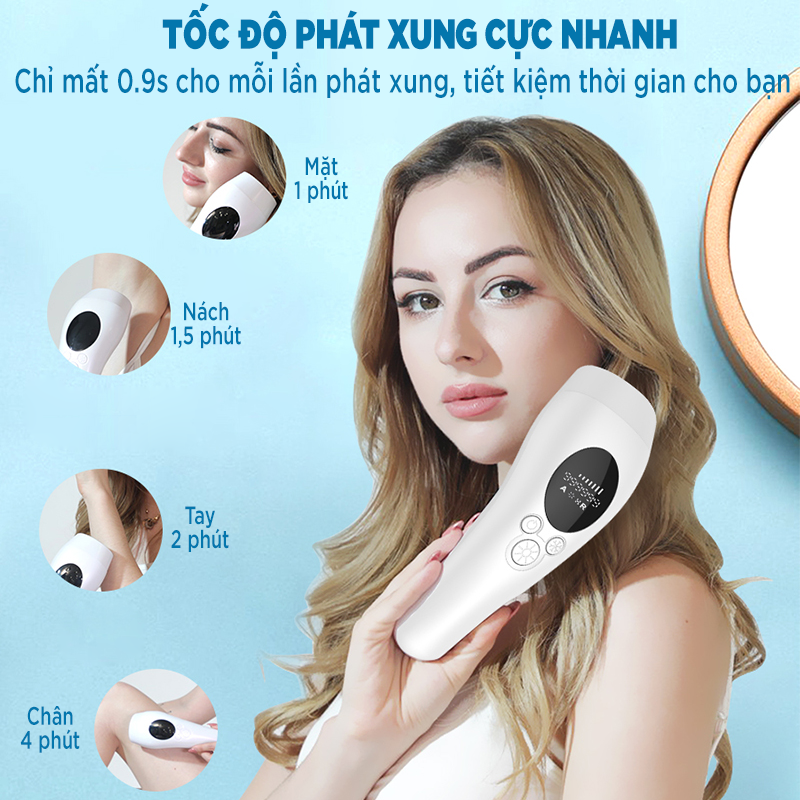 Máy Triệt Lông Lạnh IR01, Máy Triệt Lông Mini Vĩnh Viễn Đa Năng Tại Nhà, Triệt Bikini Nách Toàn Thân 8 Cấp Độ Vô Hạn Xung