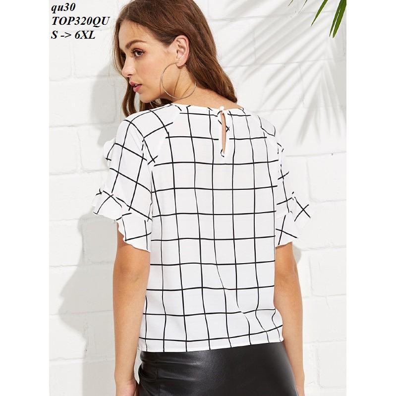 TOP241 ÁO VOAN KIỂU SỌC VUÔNG S -6XL