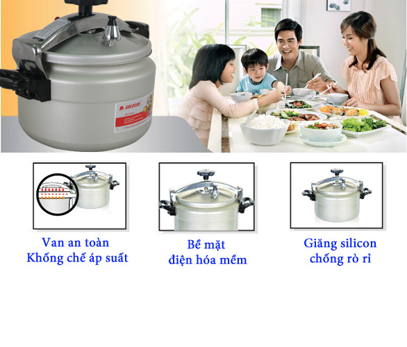 Nồi Áp Suất Cơ Anod Nhôm Điện Hóa Mềm Goldsun PC-GJY70A - Chính Hãng