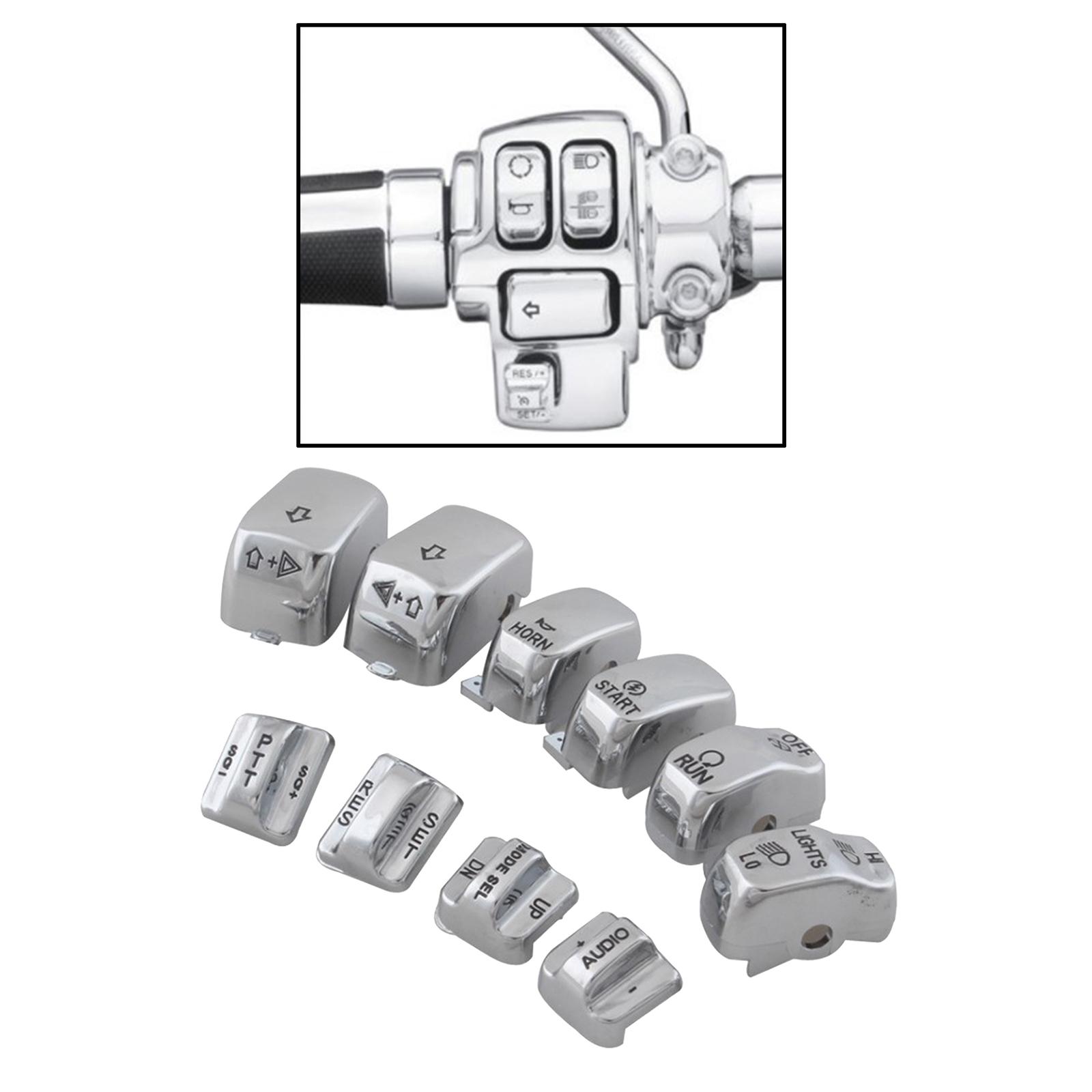10 Pieces Motorcycles Hand Control Switch Button Caps Compatible for Harley Electra Glide 96-12