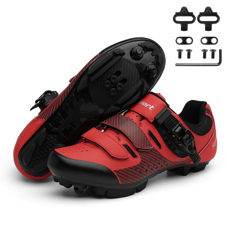 Giày đi xe đạp đi xe đạp leo núi chuyên nghiệp MTB Cleat SPD Giày SPD ngoài trời tự khóa kích thước lớn 48 Sneaker xe đạp đua xe đạp nam Color: Black Shoe Size: 5