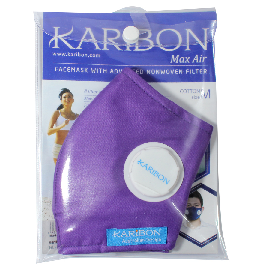 Khẩu trang Karibon Maxair 8 lớp tím trơn
