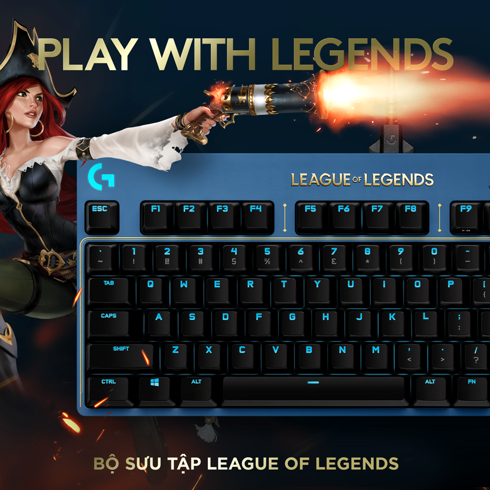 Bàn phím game cơ học Logitech Pro LOL League of Legends - Không phím số, nhỏ gọn, RGB, switch cơ tactile -Hàng chính hãng