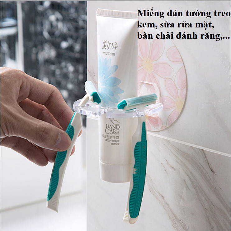 Miếng  dán tường treo bàn chải đánh răng, kem, dao cạo râu, móc treo vật dụng gia đình siêu tiện lợi, tiết kiệm không gian (giao mẫu ngẫu nhiên)  GD288-MDTreoBanChai