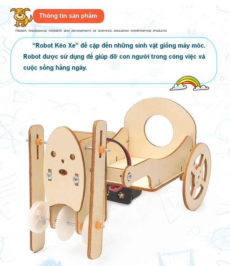 Bộ Đồ Chơi Lắp Ghép STEAM Robot Kéo Xe, Đồ Chơi Gỗ Cao Cấp Robot Kéo Xe, Đồ Chơi Khoa Học Tự Làm DIY Wood Steam-Chính Hãng BABYBOSS + Tặng Kèm Tranh Ghép Gỗ