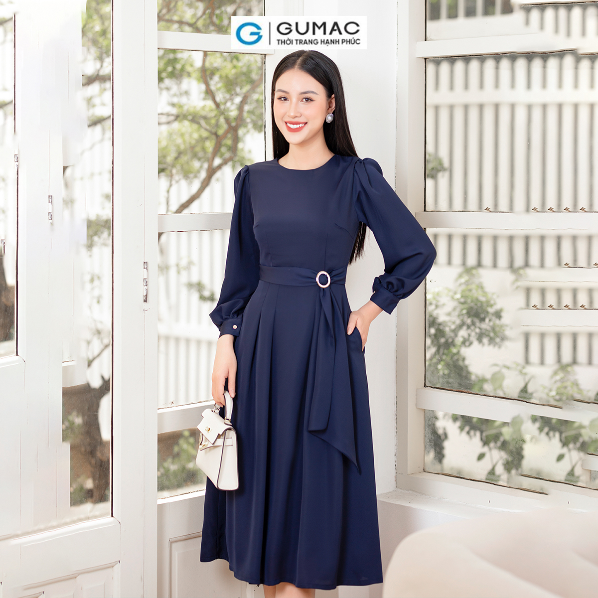 Đầm phối phụ kiện thời trang GUMAC DD10017