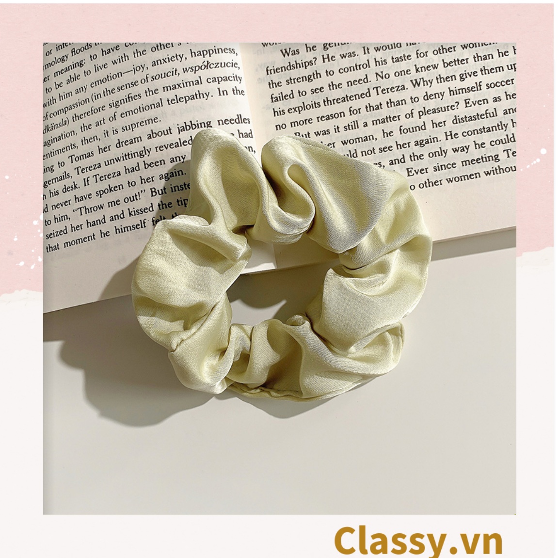 DÂY CỘT TÓC VẢI SCRUNCHIES SATIN MỜ HOT TREND, chất liệu satin mờ PK213