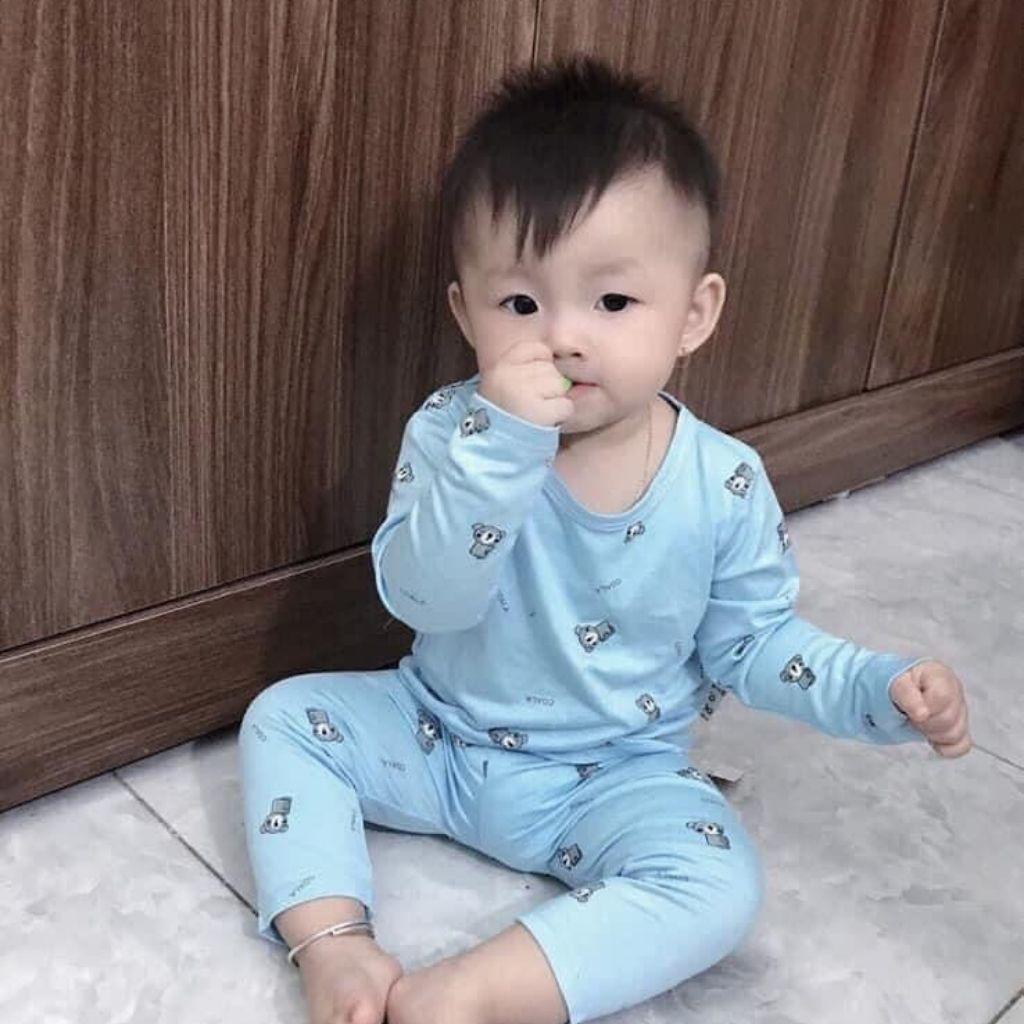 Bộ Minky Mom Dài Tay Cho BéHọa Tiết Gấu PandaDành Cho Bé trai bé gái từ 5-17kg thun lạnh 100%,giao ngay