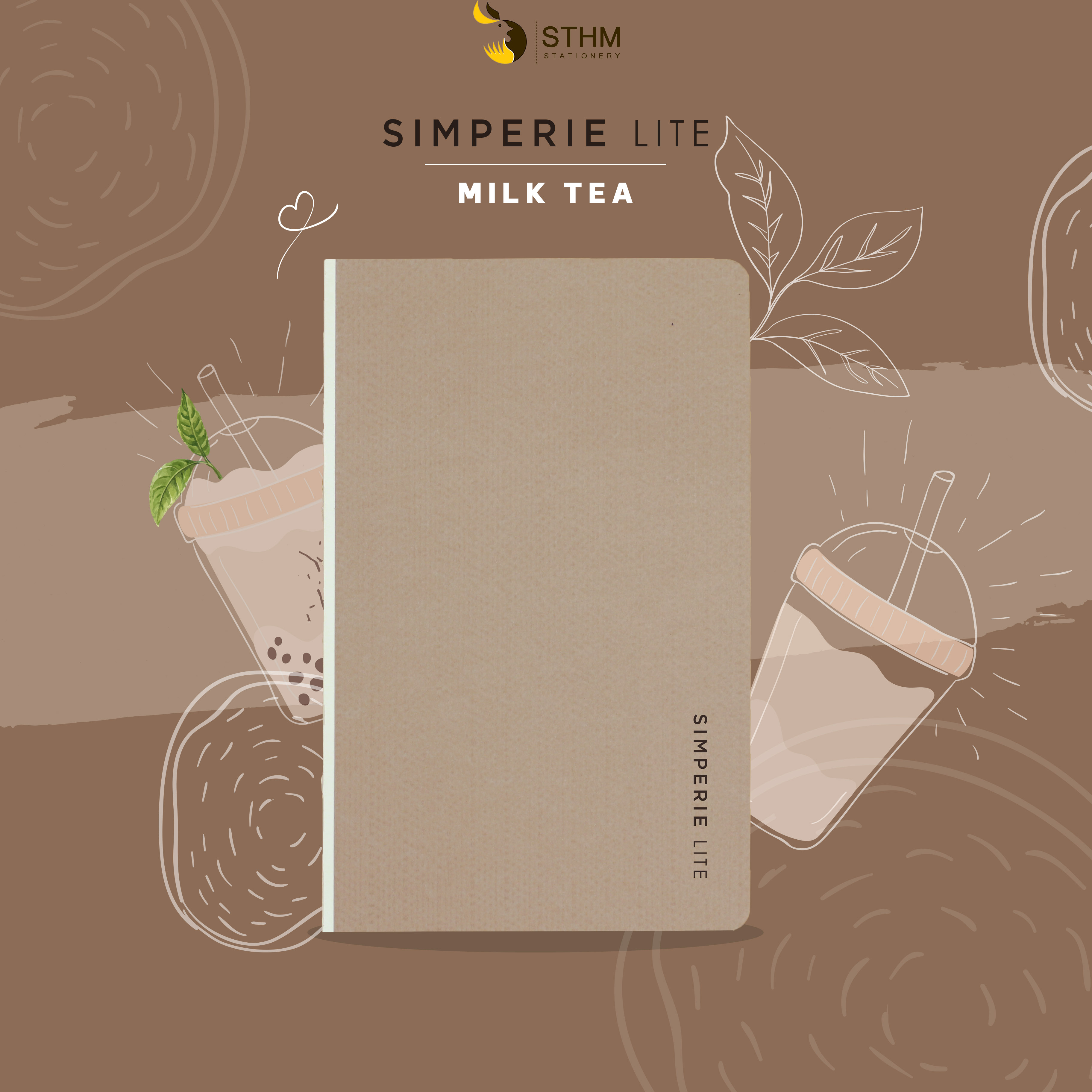 [STHM stationery] - SIMPERIE LITE - Milk Tea - Sổ tay mở flat 180 độ - Ruột kem 80gsm có chấm chia cột