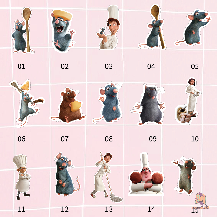 Miếng dán Stickers chủ đề Chuột đầu bếp