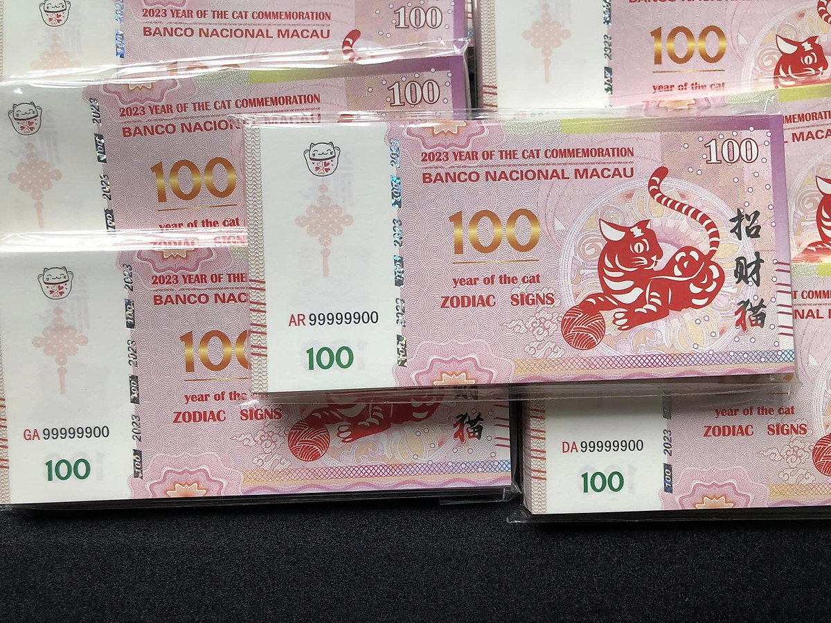 Sỉ 50 Tờ Tiền Con Mèo Macao kỷ niệm 2023 Mệnh Giá 100 bảo an đẹp mắt Lì Xì Tết độc đáo