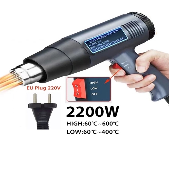 Máy khò nhiệt dán decan thổi hơi nóng bọc màng co gói hàng 2200w công suất lớn mẫu mới loại tốt siêu bền gia nhiệt cực nhanh