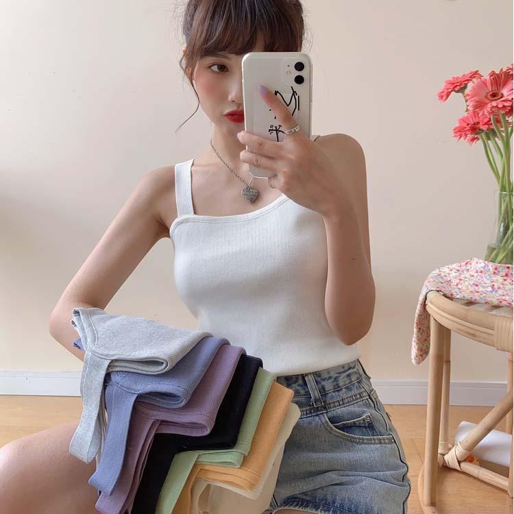 Áo nữ hai dây, áo thun cotton co giãn ôm body nhiều màu